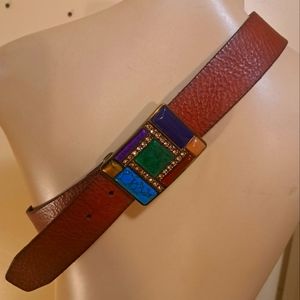 Fossil leather belt with Bejeweled Unique buckle S